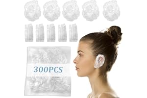 OWMOSYX 300 PCS Disposable Clear Hair Color Ear Covers for Shower Protectors Waterproof Ear Covers for Hair Dye Bathing, Plastic Thickening Ear Shower Caps