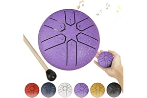 ONERWN Steel Tongue Drum Rain Chime, Rain Drum for Outside, Rain Drum Instrument for Outside, Steel Tongue Drum Rain Chime Waterproof, Steel Tongue Drum 3 Inches 6 Notes, Mini Handpan Drum (Purple)