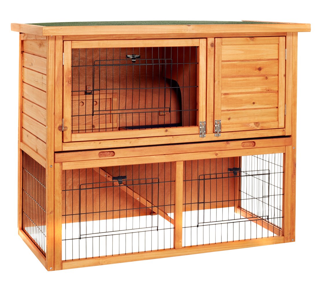 Dehner Barney Rodent House with Enclosure Approx. 111 x 60 x 92 cm Natural Wood