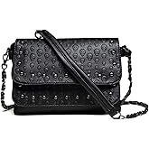 Freie Liebe Women Classic Black Skull Cross Body Bag Vintage Clutch Purse Shoulder Bag