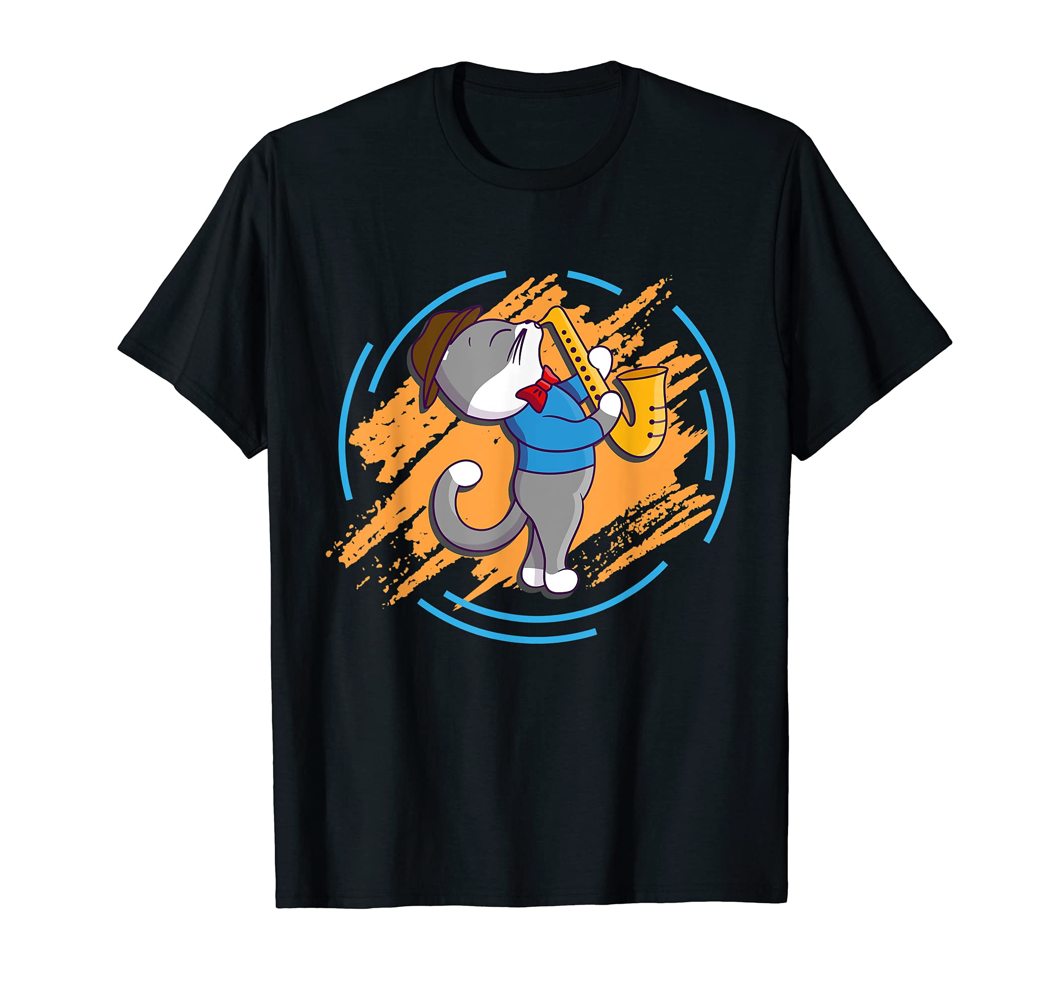 Cat Feline Claws Jazz Metal Wind Instrument Saxophone Music T-Shirt