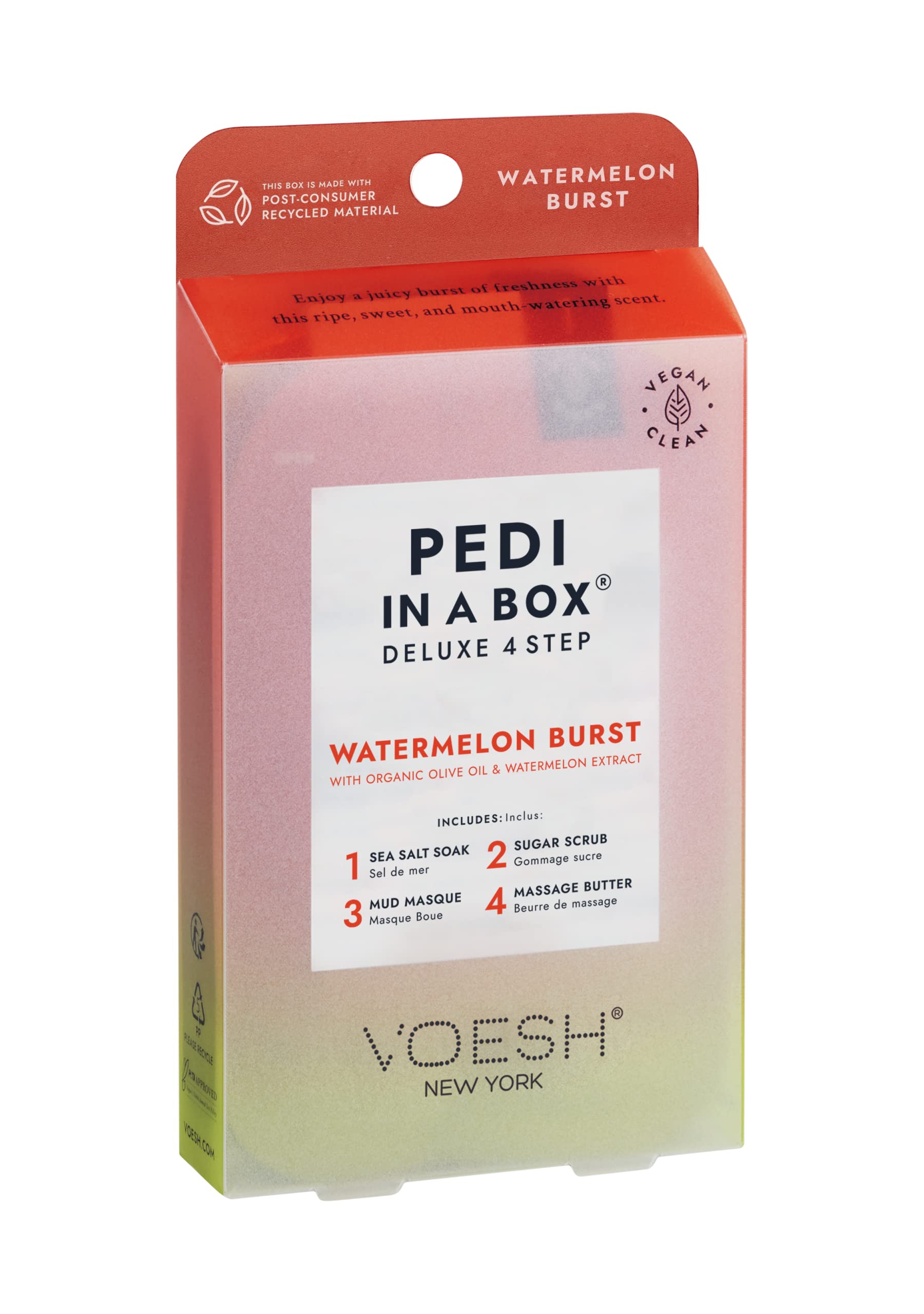 VOESH Limited Edition Watermelon Burst Pedi in a Box 4 Step - Summer Scent, DIY Pedi at Home