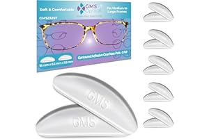 GMS Optical 1.8mm Reg-Thin/18mm Long Length- Anti-Slip Adhesive Contoured Silicone Nose Pads for Glasses & Sunglasses to Keep Glasses from Sliding Down Nose (5 Pair)(Clear)