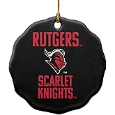 GRAPHICS & MORE Rutgers University Scarlet Knights Porcelain Scalloped Holiday Christmas Tree Ornament - 2.8" (7.1 cm)