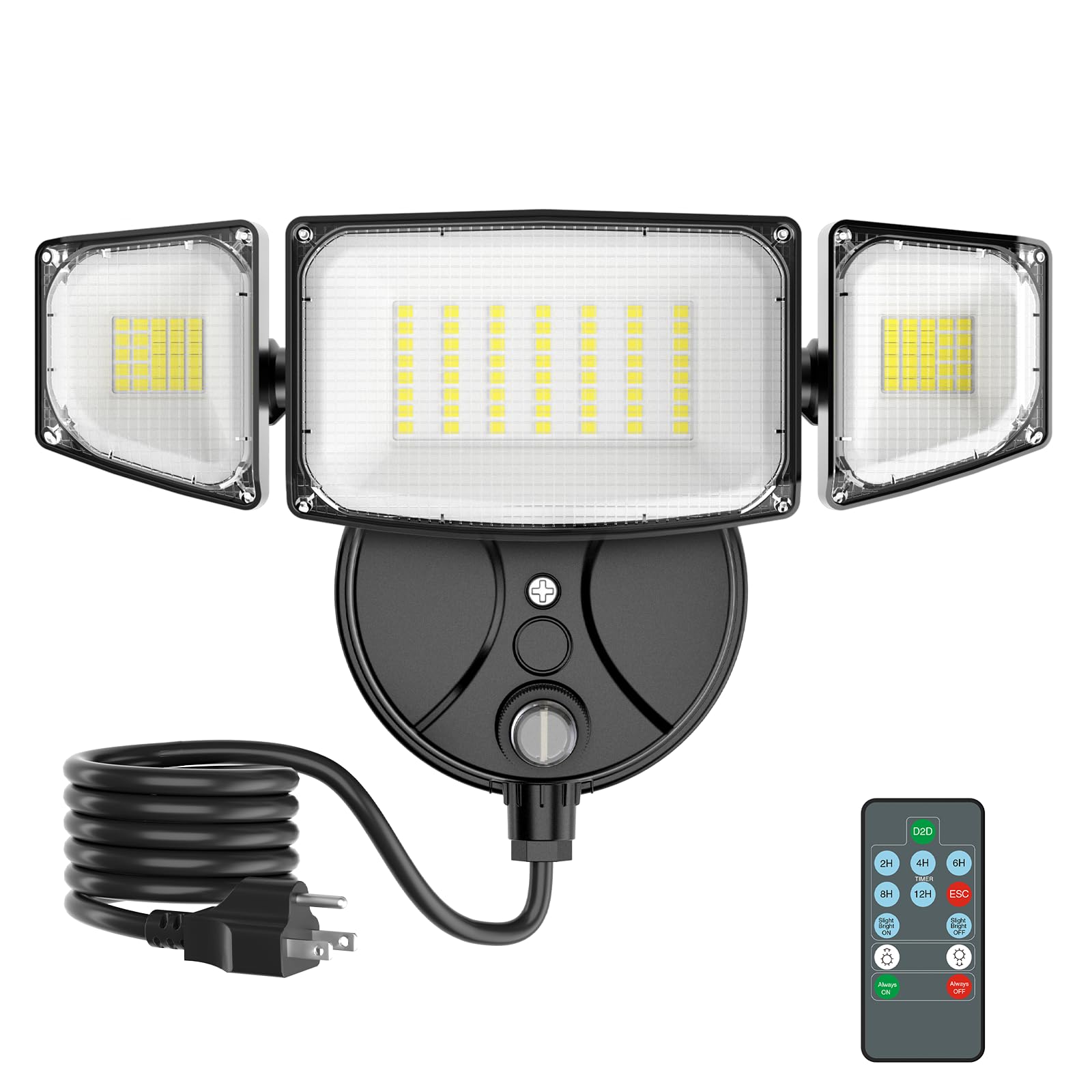 Photo 1 of iMaihom 100W Dusk to Dawn Outdoor Lighting, 10000LM Plug in Flood Lights with Remote Control, 2 Modes IP65 Waterproof Led Exterior Security Light with Photocell, 6500K Floodlight for Yard Garage Black