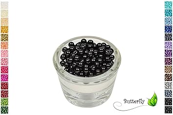100 Perlen 6mm schwarz 030 // Kuststoff Bastelperlen Drahtsterne Wachsperlen Perlenkette