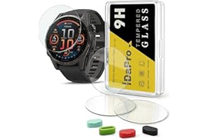 iDaPro [4+4 Pack Screen Protector for Garmin Fenix 8 AMOLED 43mm with Silicone Anti-dust Plugs, 9H Tempered Glass Protection Kit in Reusable Storage Case, Anti-Scratch,Bubble-Free,Easy Installation