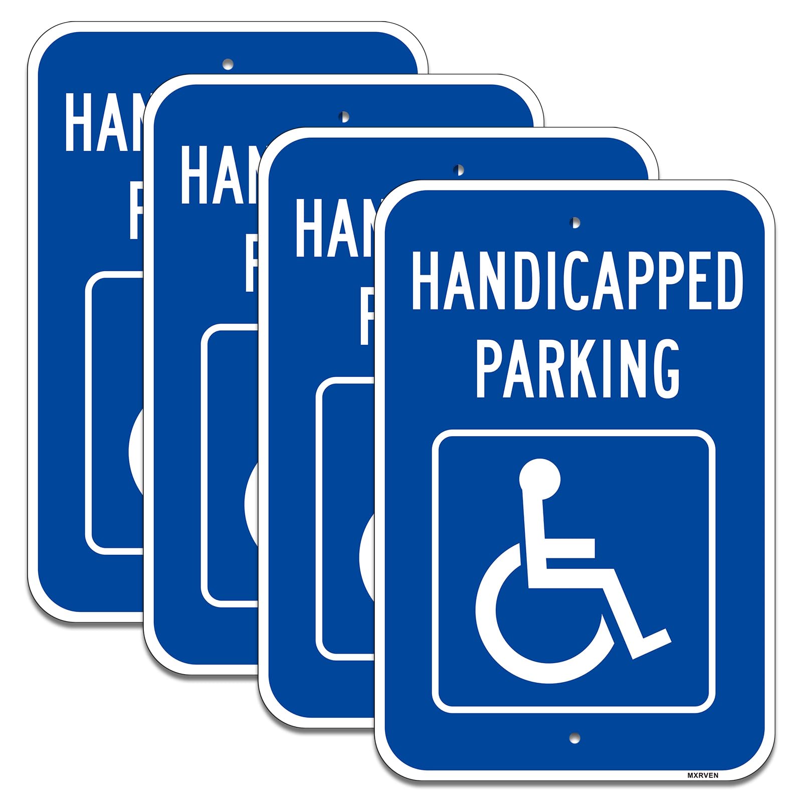 Photo 1 of (4 Pack) Large Handicap Parking Sign, Reserved Parking Signs for Handicapped, 18"x 12" Engineer Grade Rust Free Reflective Aluminum Sign, Weather Resistant, Waterproof