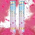 Previvo Gender Reveal Confetti Powder Cannon - 2 Pack Pink Baby Gender Reveal Poppers - 100% Biodegradable Powder Smoke - Ideas Party