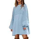 Yanekop Womens Sweatshirt Dress Long Sleeve Crewneck Sweatshirts Oversized Fall Tunic Pullover Tops Side Slit 2025