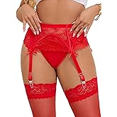 Womens Lace Garter Belts Sexy Garter Belt for Thigh Highs Plus Size Garters Lingerie Suspender Belt with 4 Strap Slip