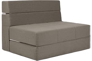 CATMIX Folding Sofa Bed, 7 inch Memory Foam Floor Couch, Convertible Sleeper Foldable Mattress Futon Sofa for Living Room/Home Office/Guest Beds/Apartment/Upstairs Loft, Light Coffee, Twin