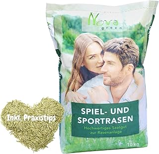 Premium Rasensamen schnellkeimend 10kg = 400m² Rasen | dürreresistent, robust, tiefgrün | Ideal für Neuansaat, Nachsaat | Sport und Spielrasen Rasensaat Grassame
