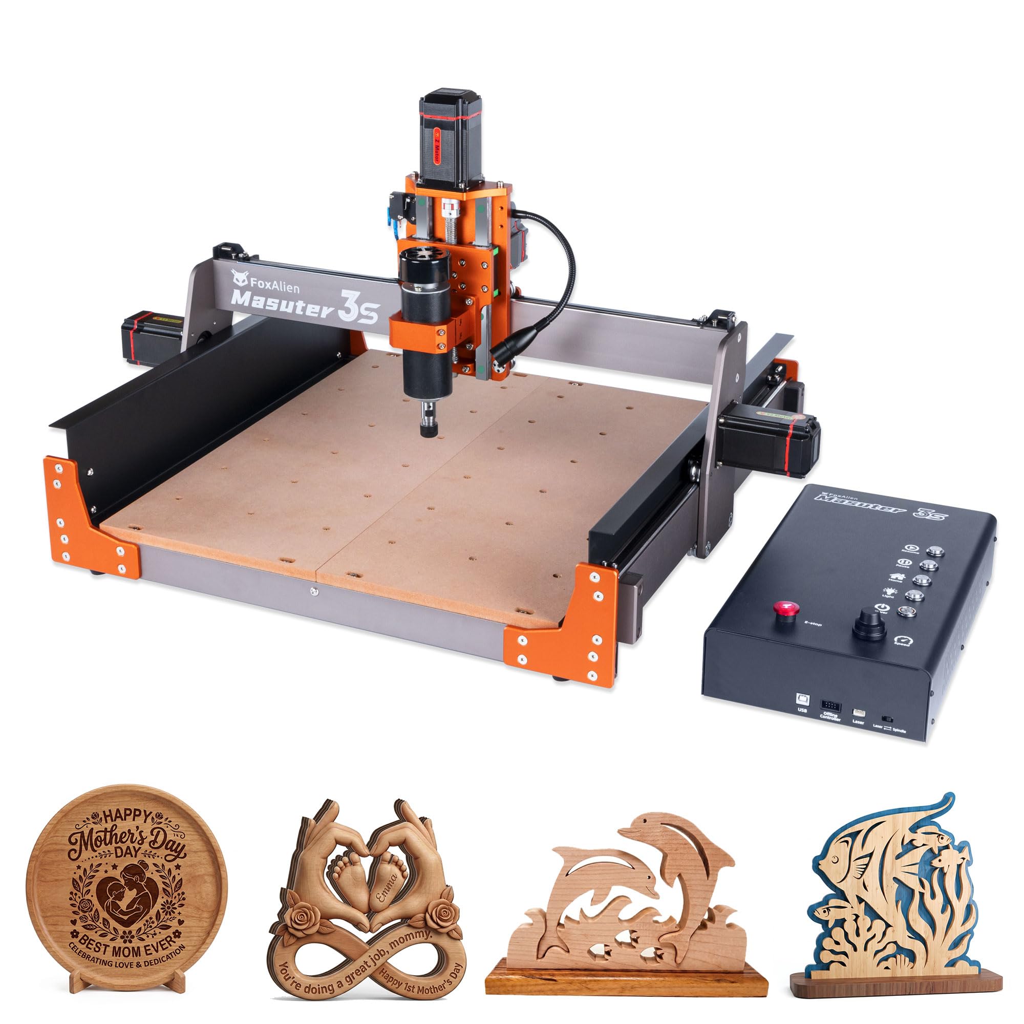 FoxAlien Masuter 3S CNC Router Machine con motor paso a paso de circuito cerrado NEMA 23, husillo de 400 W, fresadora de grabado de 3 ejes para madera, acrílico, aluminio, tallado y corte