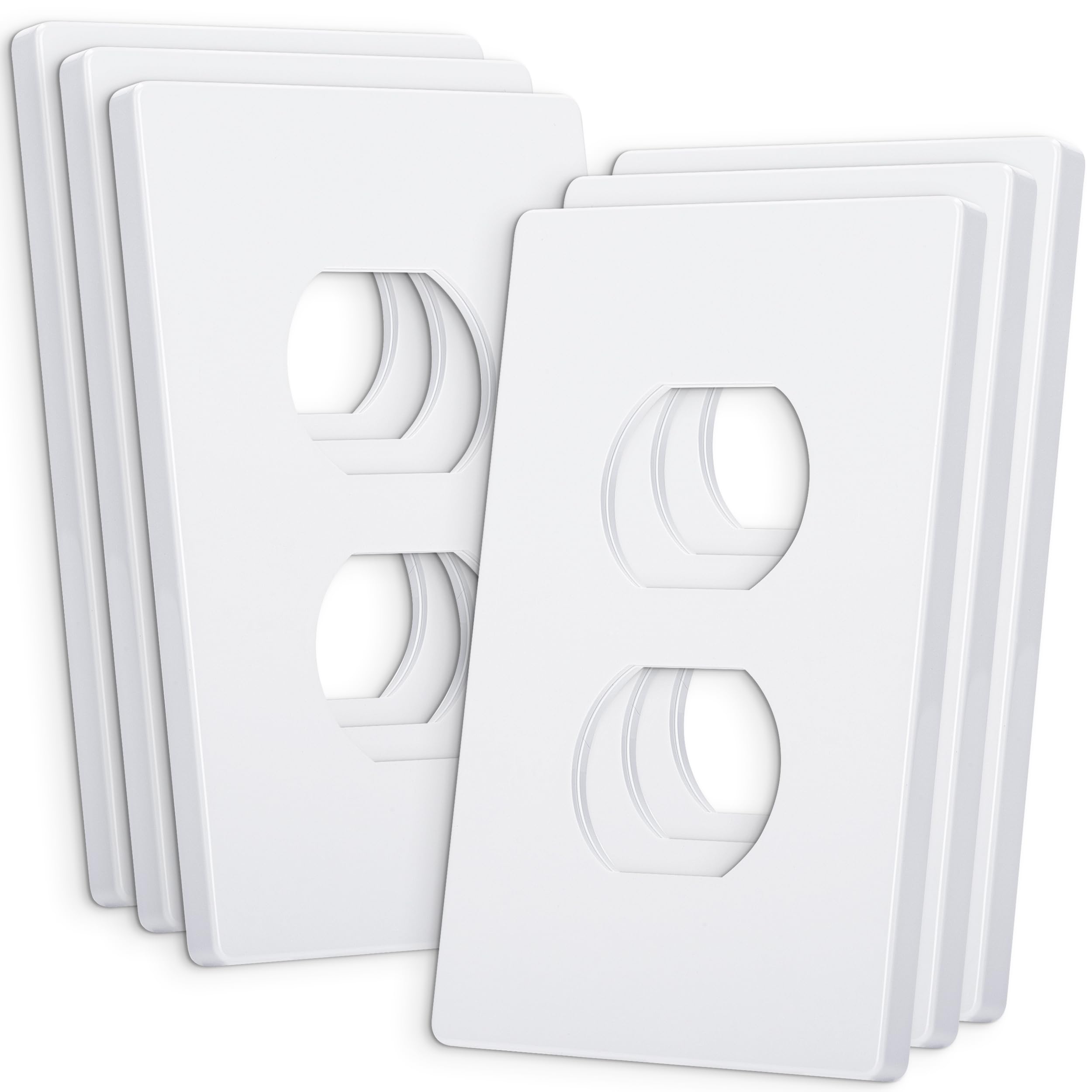 Photo 1 of Bates Screwless Duplex Wall Plates, 6 Pack White - Screwless Wall Plate Cover - Electrical Wall Outlet Cover