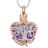 Imrsanl Heart Tree of Life Urn Necklace Cremation Jewelry for Men Women Keepsake Memorial Ash Jewelry Gifts Urn Pendant