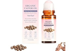 Organic Castor Oil with Rose Quartz Roller, Pure Organic Cold-Pressed Castor Essential Oil Roller Ball for Skin Nourish, Suit