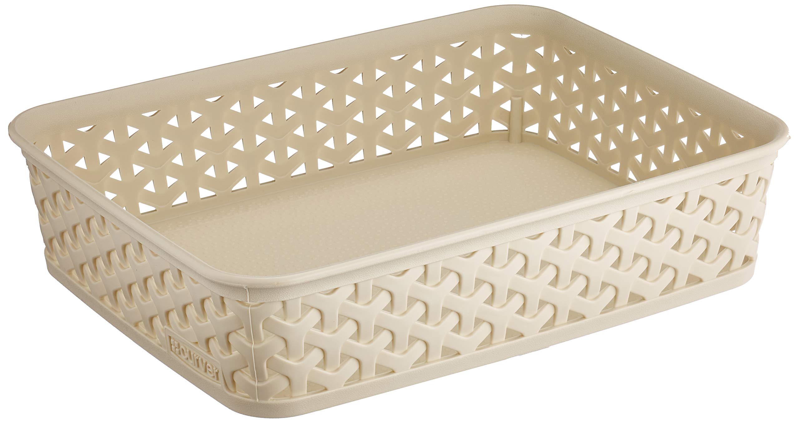 Curver My Style Rattan-Optic Office A5 Basket, Creme