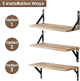 AGM Rustic Wall Shelves Set of 2 16.53 D 5.9 W 5.59 H Wood Bracketed view 2