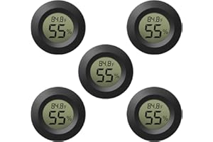 EEEkit Mini Hygrometer Thermometer, Digital LCD Monitor Indoor Outdoor Humidity Meter Gauge for Humidifiers Dehumidifiers Greenhouse Basement Babyroom, Black Round, Measure in Fahrenheit/Celsius