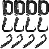 DraCra 12 Pack Tactical Gear Clips Lightweight Nylon D-Ring Locking Carabiners Tactical Carabiner Keychain Utility Hooks Hanging Buckle for Molle Webbing Straps Binding Ribbon Backpack Attachments