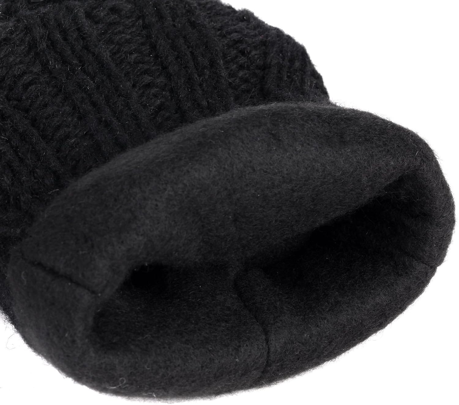Winter Wool Knitted Fingerless Gloves Convertible Thinsulate Thermal Insulation Mittens for Women & Men(Black) at  Women’s Clothing store