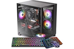 ZER-LON Prebuilt Gaming PC Desktop, Radeon RX 590 8GB GDDR5, AMD Ryzen 5 5500 up to 4.2GHz, 16G RAM, 1TB NVME SSD, WiFi 5.0, RGB Fan x4