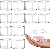 Juexica 12 Pcs Clear Acrylic Box with Lid Plastic Small Acrylic Boxes Decorative Storage Box Jewelry Display Mini Clear Conta