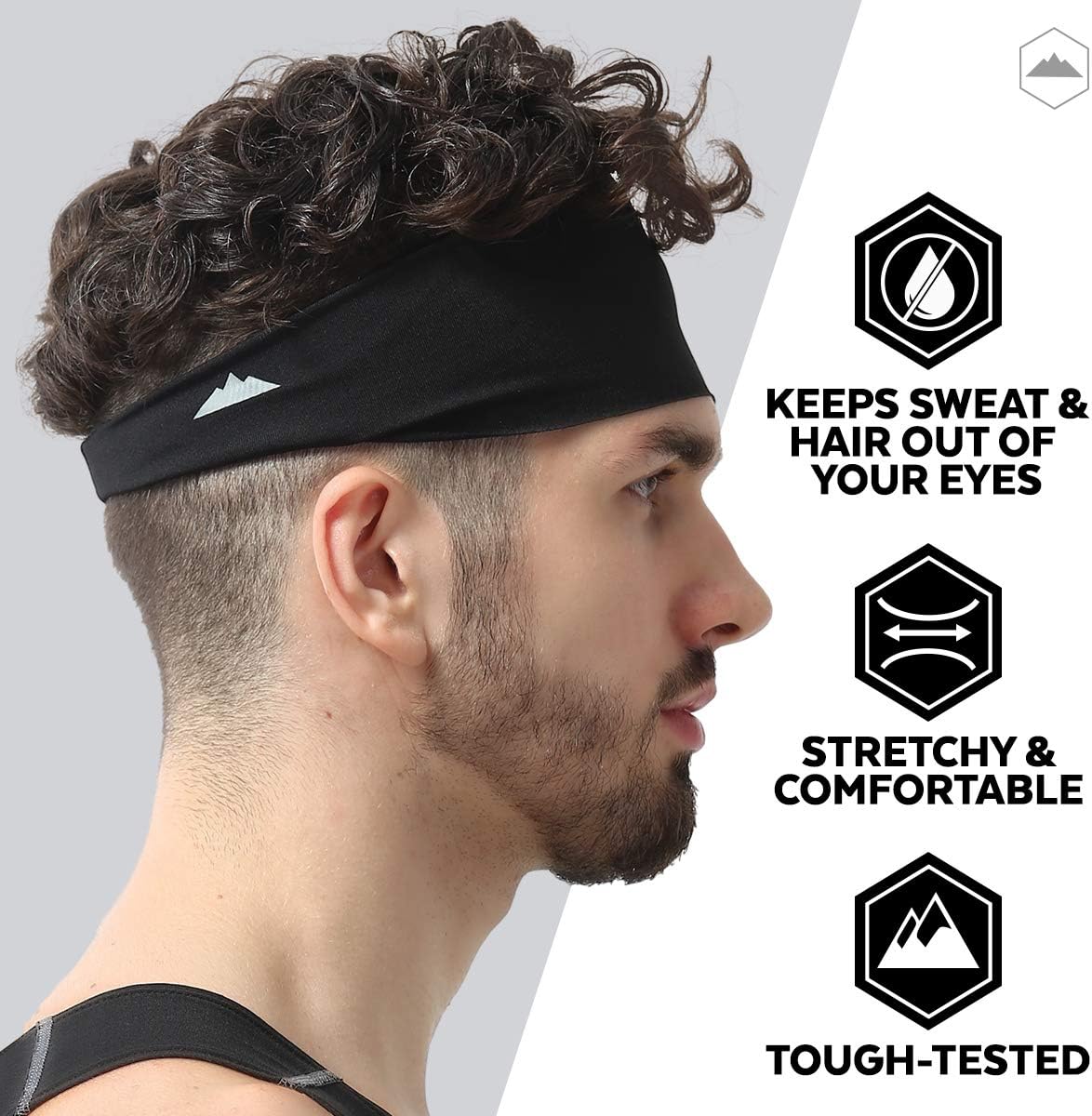 Mens Headband - Sports Running Sweat Head Bands - Athletic Sweatbands Hair Band for Workout, Basketball, Exercise, Gym, Cycling, Football, Tennis, Yoga - Performance Stretch Moisture Wicking Hairband : Clothing