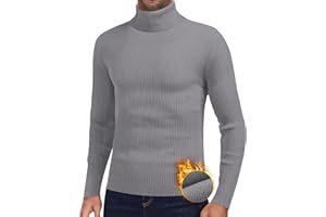 EXCELLENT THERMAL Turtleneck Sweaters for Men, Ribbed Slim Thermal Sweaters Casual Basic Knitted Sweaters