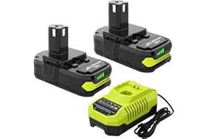 MOTICETT Upgraded 3600mAh Replacement for Ryobi 18V Battery (2-Pack) with Charger Combo Compatible with Ryobi 18V ONE+ Battery 3.6Ah P108 P102 P103 P104 P105 P107 P109 P122 Power Tools & Charger P117 P118
