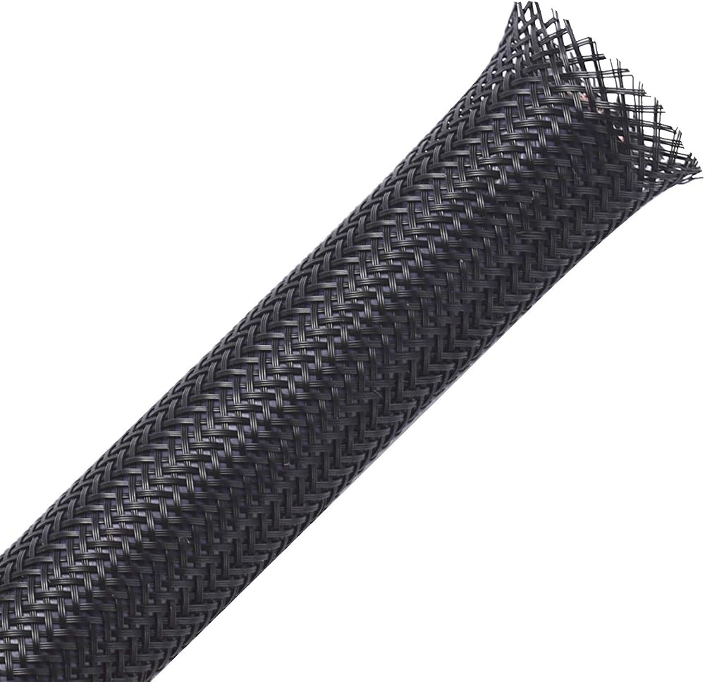 Alex Tech 25ft 1/2 inch Black PET Expandable Braided Cable Sleeve Wire