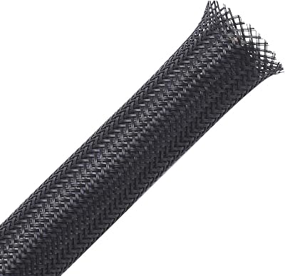 Alex Tech 25ft 1/2 inch Black PET Expandable Braided Cable Sleeve Wire