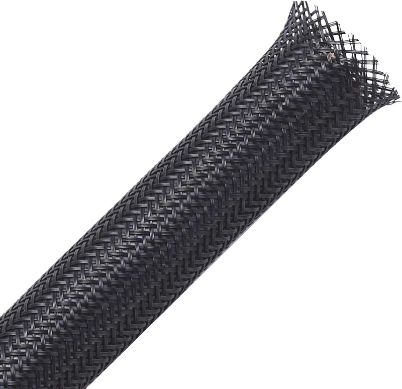 Alex Tech 25ft 1/2 inch Black PET Expandable Braided Cable Sleeve Wire