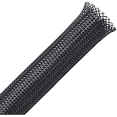 25ft - 1/4 inch PET Expandable Braided Sleeving – Black – Alex Tech Braided Cable Sleeve