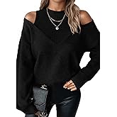 Flamingals Cold Shoulder Long Sleeve Sweaters for Women Sexy 2025 Fall Fashion Off The Shoulder Pullover Sweater Tops