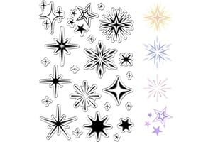 CRASPIRE Twinkle Star Clear Rubber Stamps Hexagram Six Pointed Retro Vintage Reusable Transparent Silicone Stamp Seals for Journaling Card Making Scrapbooking Photo Album Decorative DIY