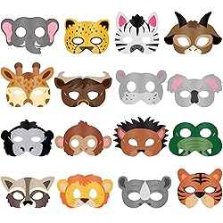 Blulu 32 Pcs Safari Animal Masks for Kids Jungle