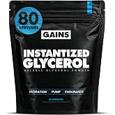 Gains in Bulk Glycerol Pre Workout Powder, Unflavored, 80 Servings | Instantized Pre Workout Formula, Pump &amp; Hydration Support, Muscle Recovery, Sugar Free for Men and Women