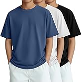 LessonZoo 3 Pack Boys Short Sleeve Shirts Kids Loose Fit Crewneck Tops Casual Summer Basic Tee