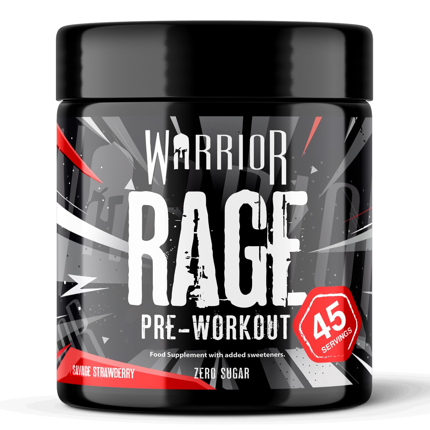 Warrior Rage Pre Workout Powder 392g (45 Servings) – 300mg Caffeine High Stim Energy Drink Supplement + Beta-Alanine, Creatine, BCAA, Taurine, Citrulline & Arginine AAKG for Muscle – Savage Strawberry