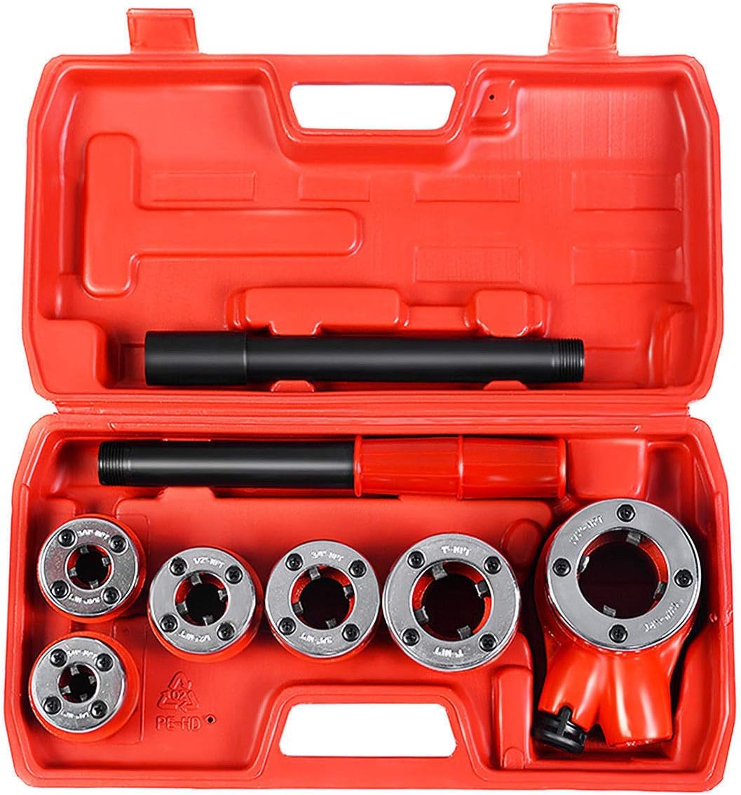 TG888 Heavy Duty Professional Ratchet Ratcheting Pipe Threader Kit Set 6 Dies and Storage Case