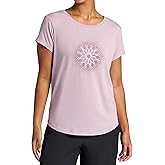 Gaiam Womens Mindful Flower Moon Crewneck T-Shirt, Relaxed Fit, Stretch Lightweight Material, Curved Hem
