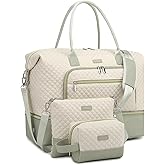 CLOKARS Weekender Bags for Women, Travel Duffle Bag Carry On Overnight Bag with Cosmetics Bag and Crossbody Purse for Gym Hospital, Gifts for Women, Beige Green