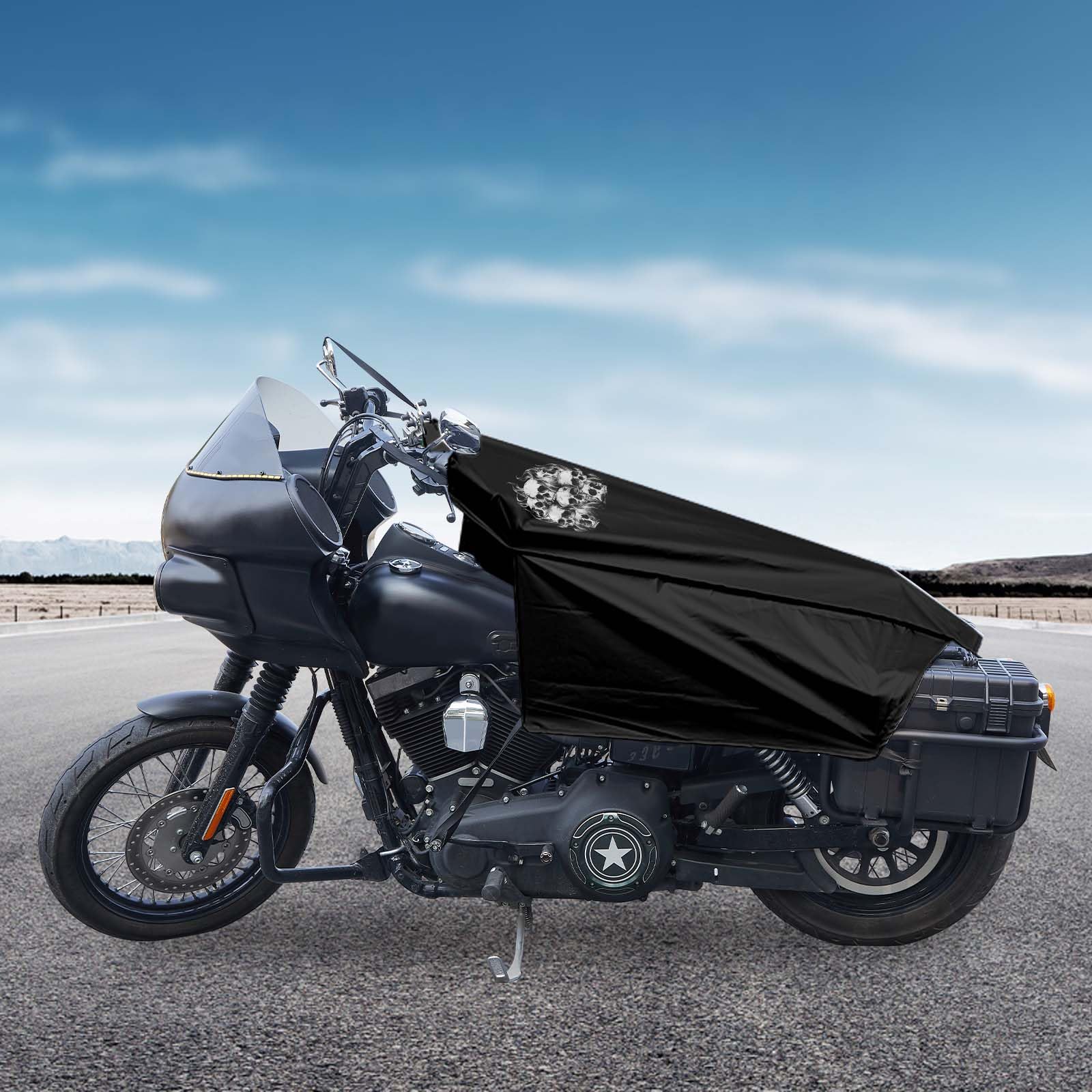 Photo 1 of GARGOYLE BELLS Motorcycle Cover Seat Shade Cover Bike Covers Lightweight Half Covers Outdoor Sun Protection All Season Fits Various Motorcycle Models - Black with Skull, M
