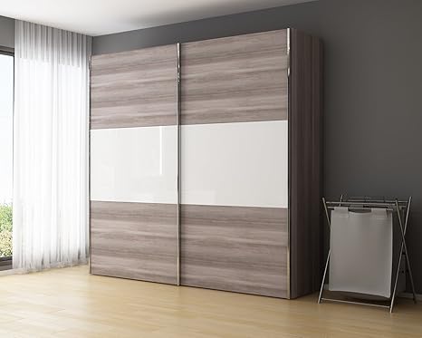 Deline Star Dla0025 Sliding Wardrobe Sonoma Oak And White Lacquer