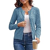 GRACE KARIN Womens Long Sleeve Button Up Cable Knit Cardigan Lightweight 2026 Crewneck Button Down Sweaters for Women