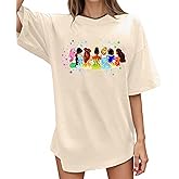 Magical Shirts for Women Oversized Magic Shirt Princess Graphic Tee Funny Family Vacation Casual Tee Tops