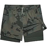 maamgic Mens Workout Shorts 2 in 1 Stretch 5" Gym Shorts Running Shorts with Compression Liner Zip Pocket