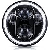 TQROBN Motorcycle LED Headlight with Yellow Halo Ring for Indian Scout 2025 | Headlamp for Scout Bobber/Sixty Bobber, Sport 2025-2026 and Classic/101 /Super 2025, Plug-and-Play